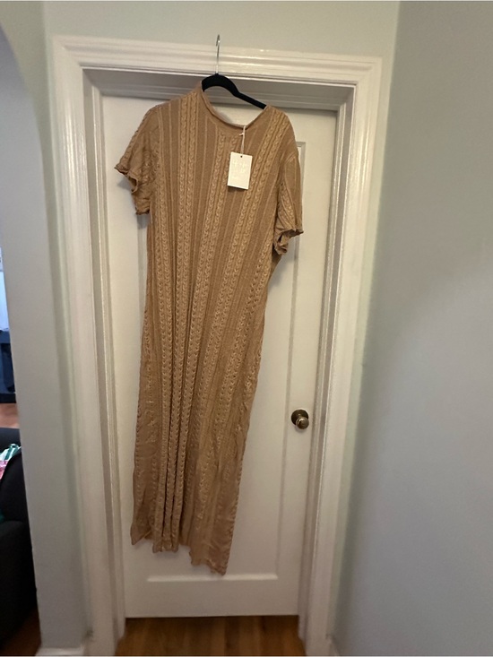 Show Me Your MuMu Dresses & Skirts - Show Me Your MuMu Tan Lace Knit Maxi Dress